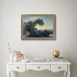 «The Lake of Albano and Castle Gandolfo» в интерьере в классическом стиле над столом «The Lake of Albano and Castle Gandolfo» в интерьере в классическом стиле над столом