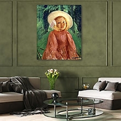 «Little Girl in a Redcurrant Dress, 1912» в интерьере классической гостиной над камином «Little Girl in a Redcurrant Dress, 1912» в интерьере классической гостиной над камином