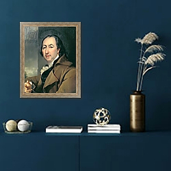 «Portrait of the Russian author Nikolai Ivanovich Novikov, 1797» в интерьере в классическом стиле в синих тонах «Portrait of the Russian author Nikolai Ivanovich Novikov, 1797» в интерьере в классическом стиле в синих тонах