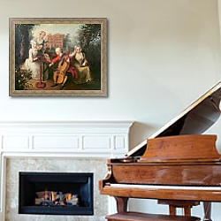 «Frederick, Prince of Wales and his Sisters, 1733» в интерьере классической гостиной над камином «Frederick, Prince of Wales and his Sisters, 1733» в интерьере классической гостиной над камином