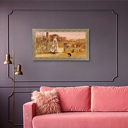 «Evening, 1895» в интерьере гостиной с розовым диваном «Evening, 1895» в интерьере гостиной с розовым диваном