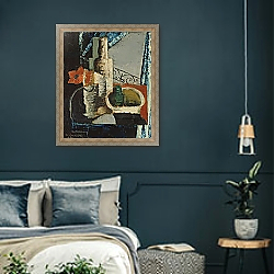 «Still Life, 1923» в интерьере классической спальни с темными стенами «Still Life, 1923» в интерьере классической спальни с темными стенами