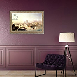 «St. Paul's Cathedral and London Bridge, 19th century» в интерьере в классическом стиле в фиолетовых тонах «St. Paul's Cathedral and London Bridge, 19th century» в интерьере в классическом стиле в фиолетовых тонах