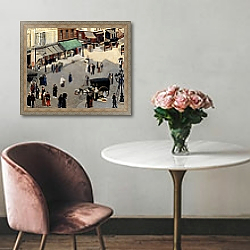 «La Place Pigalle, Paris, 1880s» в интерьере в классическом стиле над креслом «La Place Pigalle, Paris, 1880s» в интерьере в классическом стиле над креслом