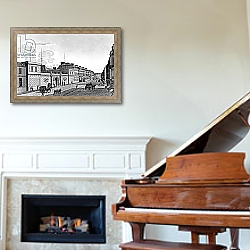 «View of the Bank of France from the Rue Croix-des-Petits-Champs, 1800» в интерьере классической гостиной над камином «View of the Bank of France from the Rue Croix-des-Petits-Champs, 1800» в интерьере классической гостиной над камином