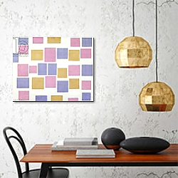 «Composition with colour Planes No 3, 1917» в интерьере кухни в стиле минимализм над столом «Composition with colour Planes No 3, 1917» в интерьере кухни в стиле минимализм над столом