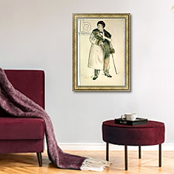 «Portrait of the Opera Singer Feodor Ivanovich Chaliapin 1920-21» в интерьере классической гостиной над диваном «Portrait of the Opera Singer Feodor Ivanovich Chaliapin 1920-21» в интерьере классической гостиной над диваном