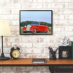 «Mercedes-Benz 170V Cabriolet A (W136) '1936–42» в интерьере в стиле ретро над столом «Mercedes-Benz 170V Cabriolet A (W136) '1936–42» в интерьере в стиле ретро над столом
