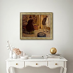 «Interior with Two Figures, 1869» в интерьере гостиной в зеленых тонах «Interior with Two Figures, 1869» в интерьере гостиной в зеленых тонах