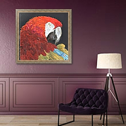 «Red Macaw Parrot» в интерьере в классическом стиле с зеленой стеной «Red Macaw Parrot» в интерьере в классическом стиле с зеленой стеной