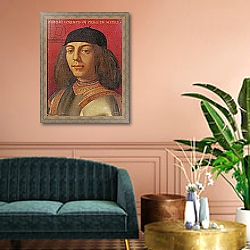 «Portrait of Piero di Lorenzo de Medici» в интерьере в классическом стиле в синих тонах «Portrait of Piero di Lorenzo de Medici» в интерьере в классическом стиле в синих тонах