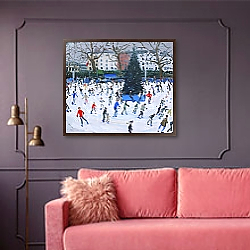 «Skating, Natural History Museum, 2012» в интерьере классической спальни с темными стенами «Skating, Natural History Museum, 2012» в интерьере классической спальни с темными стенами