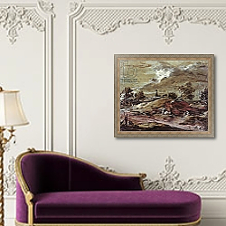 «Landscape: Storm Effect, 18th century» в интерьере в классическом стиле над банкеткой «Landscape: Storm Effect, 18th century» в интерьере в классическом стиле над банкеткой