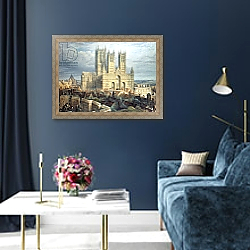 «Lincoln Cathedral from the North West, c.1850» в интерьере в классическом стиле в синих тонах «Lincoln Cathedral from the North West, c.1850» в интерьере в классическом стиле в синих тонах