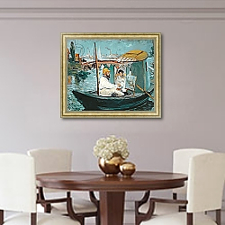 «Monet in his Floating Studio, 1874» в интерьере столовой в классическом стиле «Monet in his Floating Studio, 1874» в интерьере столовой в классическом стиле