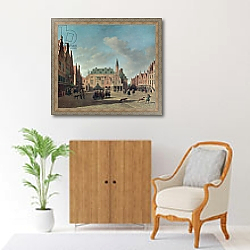 «View of the Grote Markt in Haarlem» в интерьере в классическом стиле над комодом «View of the Grote Markt in Haarlem» в интерьере в классическом стиле над комодом