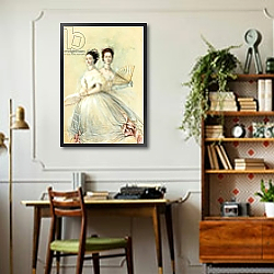 «Portrait of Czarina Maria Feodorovna and her sister Alexandra, Princess of Wales, 1868» в интерьере кабинета в стиле ретро над столом «Portrait of Czarina Maria Feodorovna and her sister Alexandra, Princess of Wales, 1868» в интерьере кабинета в стиле ретро над столом