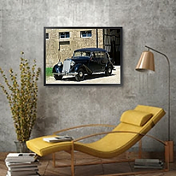 «Mercedes-Benz 170V Cabriolet B (W136) '1936–42» в интерьере гостиной в стиле ретро над диваном «Mercedes-Benz 170V Cabriolet B (W136) '1936–42» в интерьере гостиной в стиле ретро над диваном
