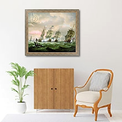 «Admiral Sir Edward Hawke defeating Admiral M. de Conflans in the Bay of Biscay» в интерьере в классическом стиле над комодом «Admiral Sir Edward Hawke defeating Admiral M. de Conflans in the Bay of Biscay» в интерьере в классическом стиле над комодом