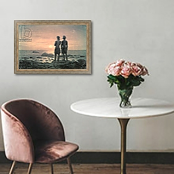«Two Men by The Sea» в интерьере в классическом стиле над креслом «Two Men by The Sea» в интерьере в классическом стиле над креслом
