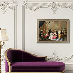 «An Elegant Company at Music Before a Banquet» в интерьере в классическом стиле над банкеткой «An Elegant Company at Music Before a Banquet» в интерьере в классическом стиле над банкеткой
