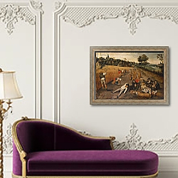 «Summer: Harvesters Working and Eating in a Cornfield, 1624» в интерьере в классическом стиле в фиолетовых тонах «Summer: Harvesters Working and Eating in a Cornfield, 1624» в интерьере в классическом стиле в фиолетовых тонах