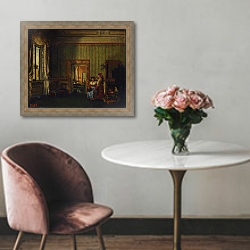 «Interior in the House of Prince Alexander Golitsyn in Rome, 1830» в интерьере классической гостиной над камином «Interior in the House of Prince Alexander Golitsyn in Rome, 1830» в интерьере классической гостиной над камином