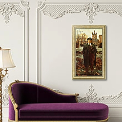 «Vladimir Ilyich Lenin at Smolny, c.1925» в интерьере в классическом стиле над банкеткой «Vladimir Ilyich Lenin at Smolny, c.1925» в интерьере в классическом стиле над банкеткой