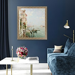 «Venice: View from the Zattere with San Giorgio Maggiore in the Distance» в интерьере в классическом стиле в синих тонах «Venice: View from the Zattere with San Giorgio Maggiore in the Distance» в интерьере в классическом стиле в синих тонах