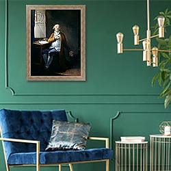 «Louis XVI in the Temple, c.1795» в интерьере в классическом стиле с зеленой стеной «Louis XVI in the Temple, c.1795» в интерьере в классическом стиле с зеленой стеной