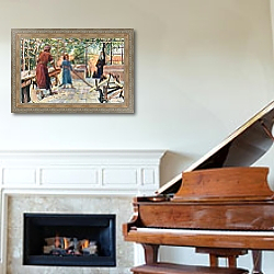 «Jesus Labouring at Home with Joseph and Mary» в интерьере классической гостиной над камином «Jesus Labouring at Home with Joseph and Mary» в интерьере классической гостиной над камином