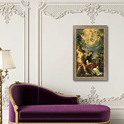 «The Martyrdom of Saint Stephen, 1660» в интерьере в классическом стиле над банкеткой «The Martyrdom of Saint Stephen, 1660» в интерьере в классическом стиле над банкеткой