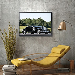 «Chrysler CH Imperial Roadster by Bohman & Schwartz '1932» в интерьере в стиле ретро с бирюзовыми стенами «Chrysler CH Imperial Roadster by Bohman & Schwartz '1932» в интерьере в стиле ретро с бирюзовыми стенами
