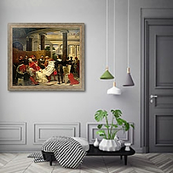 «Pope Julius II ordering to construct St. Peter's, 1827» в интерьере коридора в классическом стиле «Pope Julius II ordering to construct St. Peter's, 1827» в интерьере коридора в классическом стиле