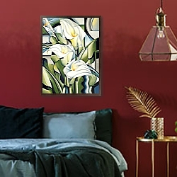 «CUBIST LILIES» в интерьере в классическом стиле с зеленой стеной «CUBIST LILIES» в интерьере в классическом стиле с зеленой стеной