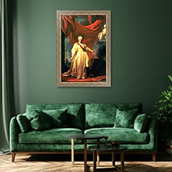 «Portrait of Catherine the Great as Lawgiver in the Temple of the Goddess of Justice, early 1780s» в интерьере зеленой гостиной над диваном «Portrait of Catherine the Great as Lawgiver in the Temple of the Goddess of Justice, early 1780s» в интерьере зеленой гостиной над диваном