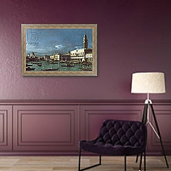 «The Grand Canal with the Church of Santa Maria della Salute, 18th century» в интерьере в классическом стиле в фиолетовых тонах «The Grand Canal with the Church of Santa Maria della Salute, 18th century» в интерьере в классическом стиле в фиолетовых тонах