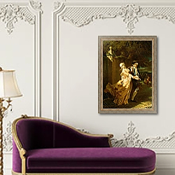 «Lovelace Abducting Clarissa Harlowe, 1867» в интерьере в классическом стиле над банкеткой «Lovelace Abducting Clarissa Harlowe, 1867» в интерьере в классическом стиле над банкеткой