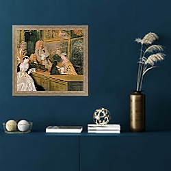 «The Gersaint Shop Sign, 1721 4» в интерьере в классическом стиле в синих тонах «The Gersaint Shop Sign, 1721 4» в интерьере в классическом стиле в синих тонах