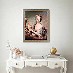 «Portrait of the Countess du Barry as Flora» в интерьере в классическом стиле над столом «Portrait of the Countess du Barry as Flora» в интерьере в классическом стиле над столом