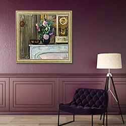 «Bouquet of Flowers on the Fireplace, 1920» в интерьере в классическом стиле в фиолетовых тонах «Bouquet of Flowers on the Fireplace, 1920» в интерьере в классическом стиле в фиолетовых тонах