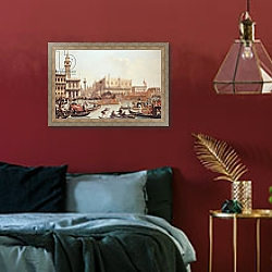 «View of the Doge's Palace and the Piazzetta, Venice» в интерьере спальни с акцентной стеной «View of the Doge's Palace and the Piazzetta, Venice» в интерьере спальни с акцентной стеной