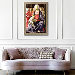 «The Virgin and Child surrounded by Five Angels» в интерьере гостиной в классическом стиле над диваном «The Virgin and Child surrounded by Five Angels» в интерьере гостиной в классическом стиле над диваном