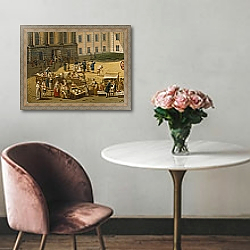«Market in the Alter Markt, Potsdam, 1772» в интерьере в классическом стиле над креслом «Market in the Alter Markt, Potsdam, 1772» в интерьере в классическом стиле над креслом