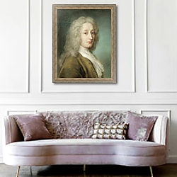 «Portrait of Antoine Watteau» в интерьере гостиной в классическом стиле над диваном «Portrait of Antoine Watteau» в интерьере гостиной в классическом стиле над диваном