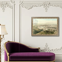 «General view of Madrid taken from the Bridge of Segovia, 1854» в интерьере в классическом стиле над банкеткой «General view of Madrid taken from the Bridge of Segovia, 1854» в интерьере в классическом стиле над банкеткой