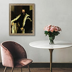 «Portrait of a Man in a Fur Coat, c.1566» в интерьере в классическом стиле над креслом «Portrait of a Man in a Fur Coat, c.1566» в интерьере в классическом стиле над креслом