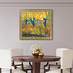 «Pollarded Willows and Setting Sun, 1888» в интерьере коридора в классическом стиле «Pollarded Willows and Setting Sun, 1888» в интерьере коридора в классическом стиле