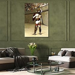 «Mirmillon - A Gallic Gladiator,» в интерьере в классическом стиле над креслом «Mirmillon - A Gallic Gladiator,» в интерьере в классическом стиле над креслом