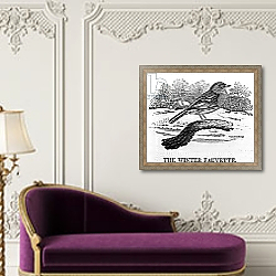 «The Winter Fauvette, illustration from 'The History of British Birds' 1797» в интерьере в классическом стиле над банкеткой «The Winter Fauvette, illustration from 'The History of British Birds' 1797» в интерьере в классическом стиле над банкеткой